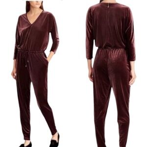 Lauren Ralph Lauren Velvet Red Burgundy Jumpsuit